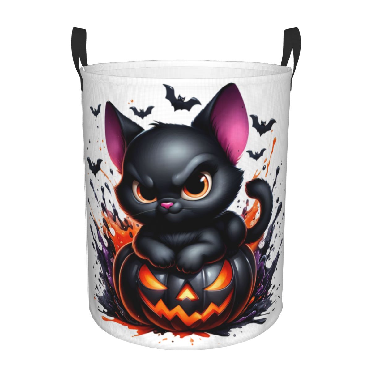Baby Nursery Laundry Basket - Halloween gato preto abóboras cesta de