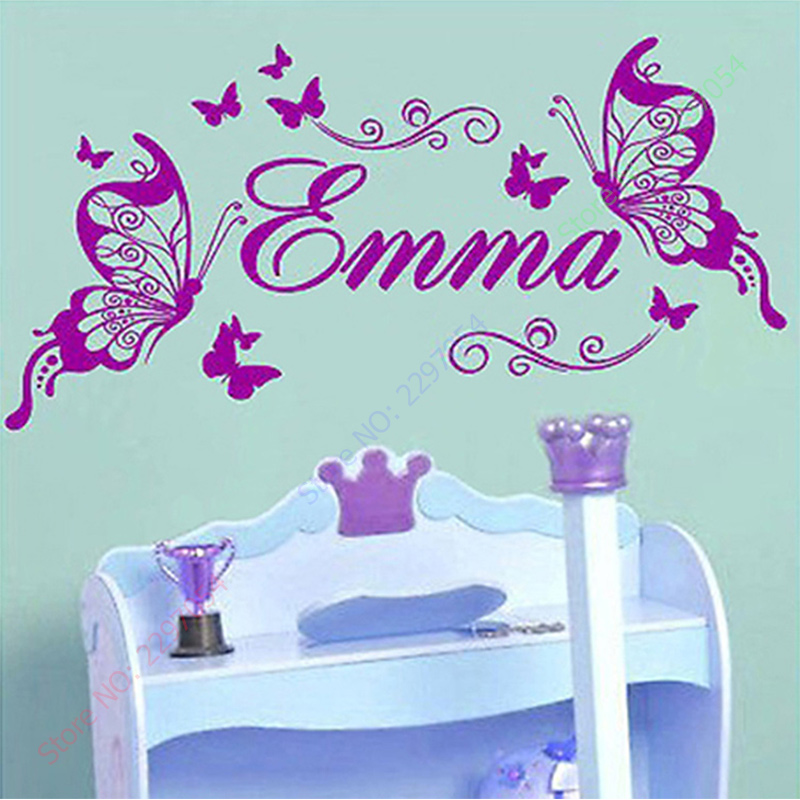Baby Nursery Murals - Novas borboletas nome personalizado vinil borboleta