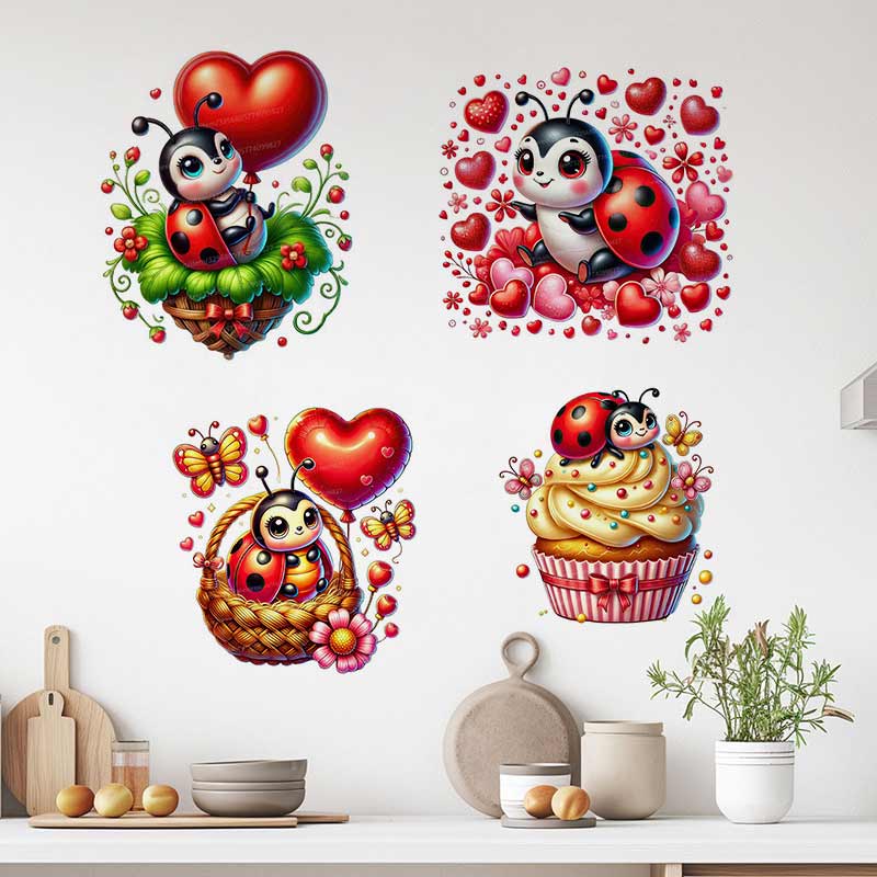 Baby Nursery Murals - Adesivo de parede de joaninha fofa,