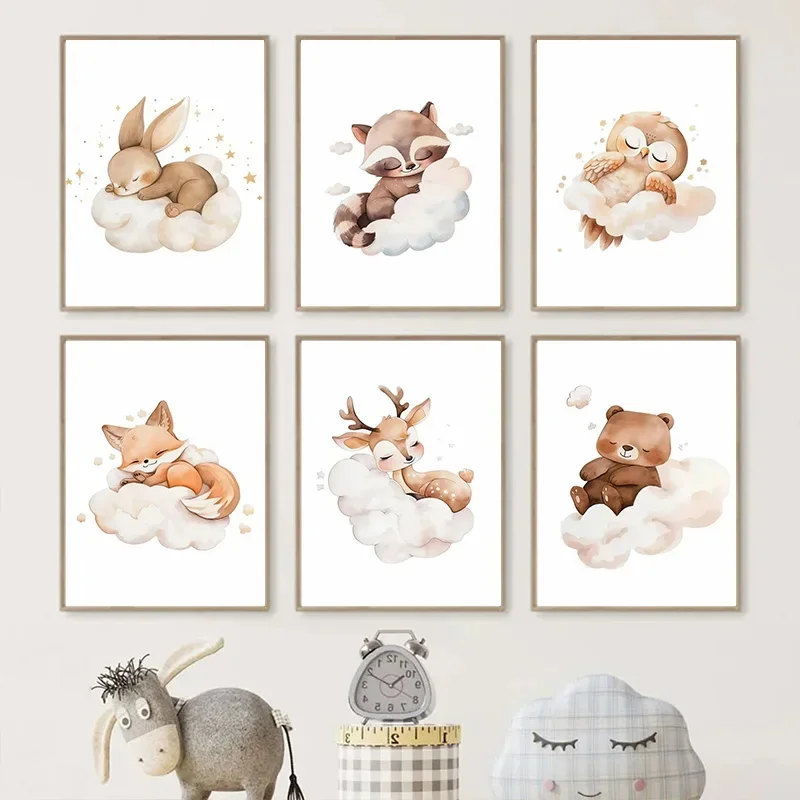 Baby Nursery Murals - Nuvem dos desenhos animados animal pintura