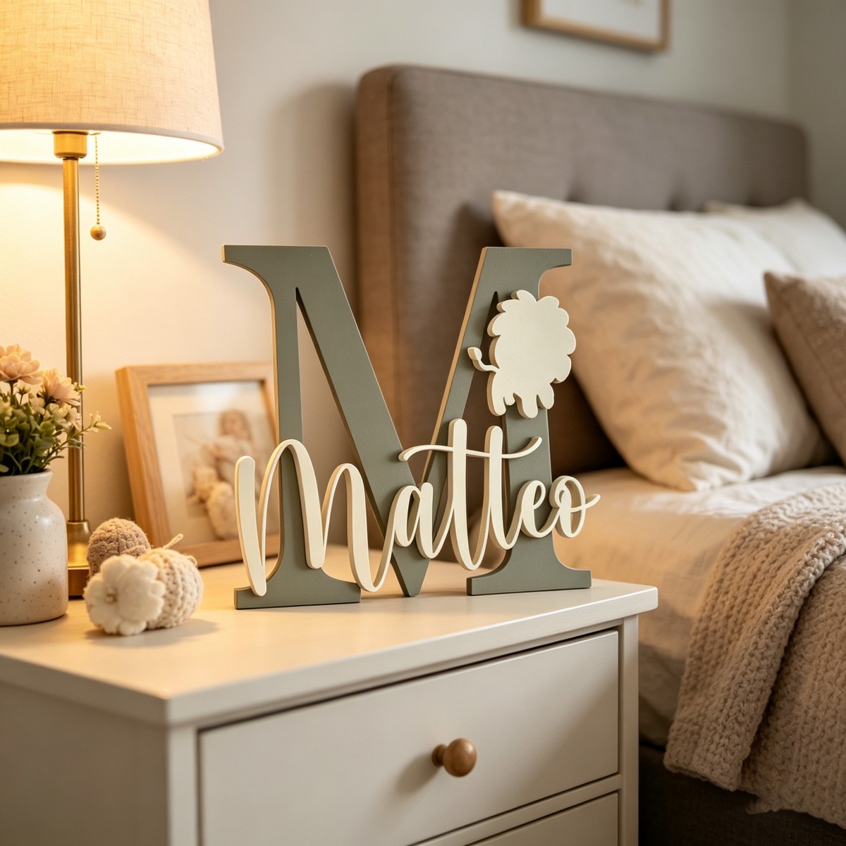 Baby Nursery Decorations - Placa de Nome de Leão Personalizada
