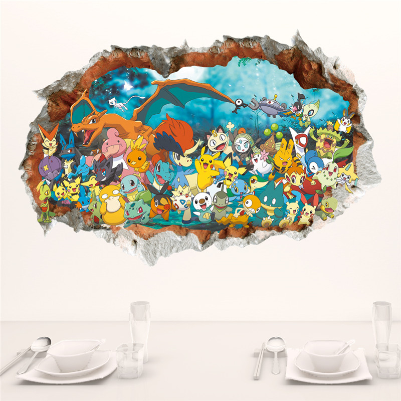 Baby Nursery Decals - Desenhos animados Pokémon Pikachu Adesivo de