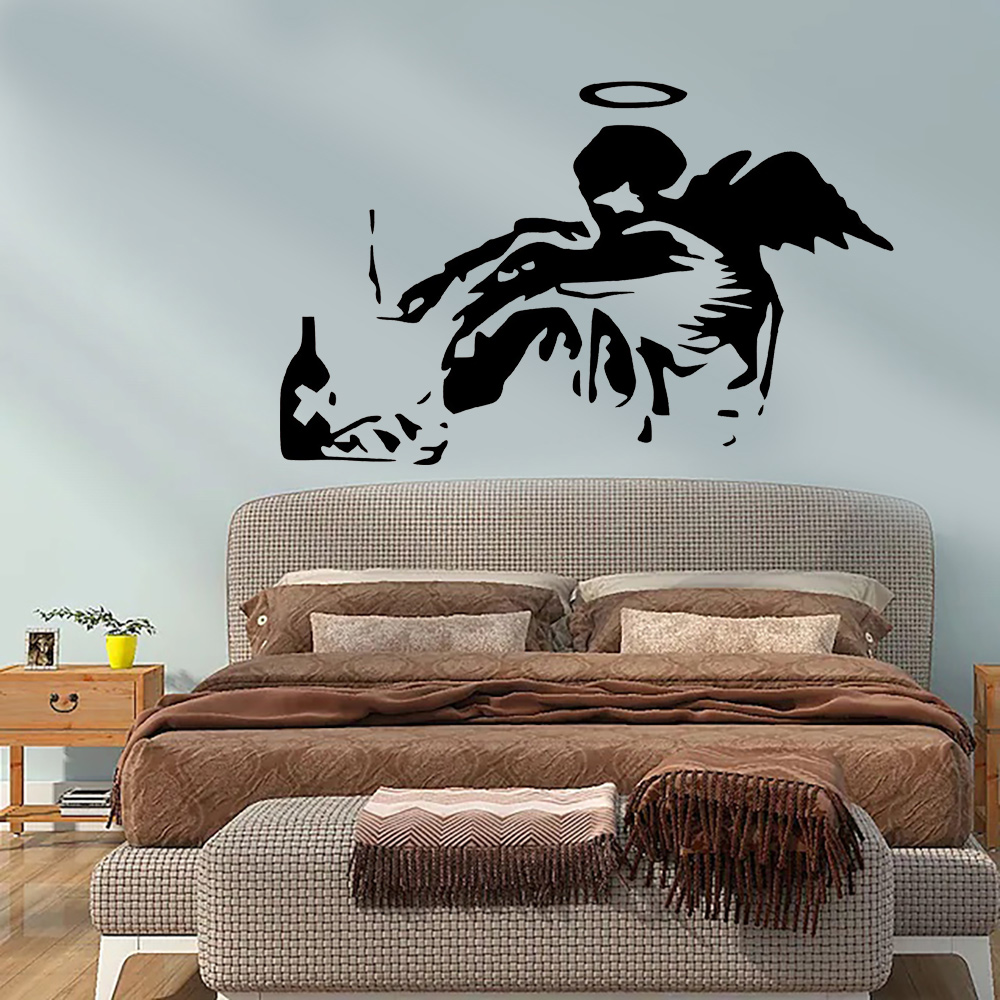 Baby Nursery Decals - Banksy-Fallen Angel Graffiti Decalques, Vinil Decoração