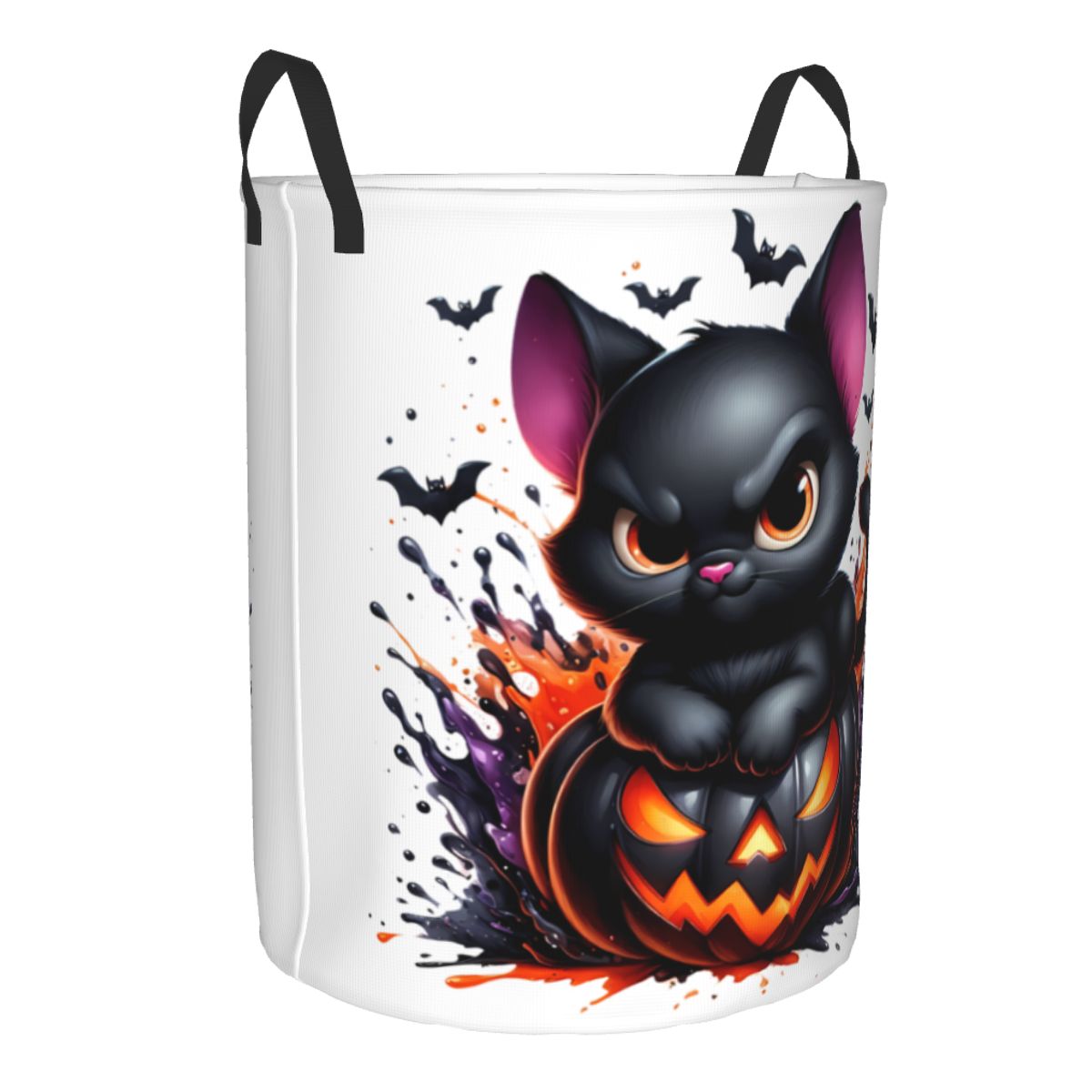 Halloween gato preto abóboras  - Baby Nursery Laundry Basket avaliação e preço