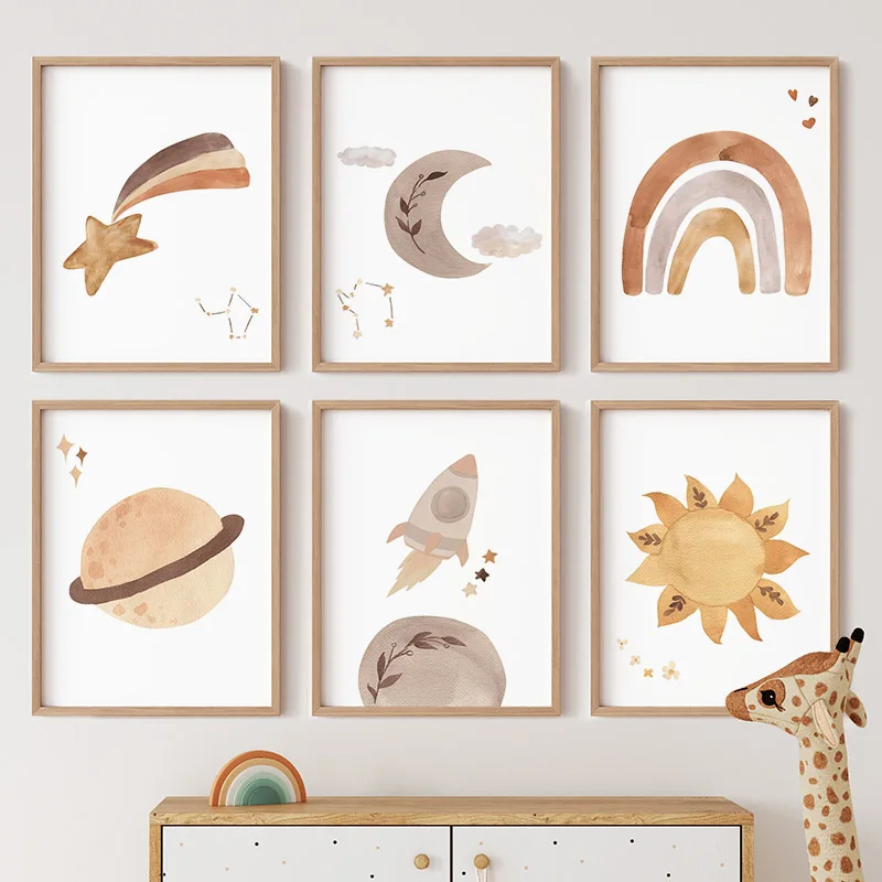 Pôsteres de Aquarela com Arco- - Baby Nursery Murals avaliação e preço