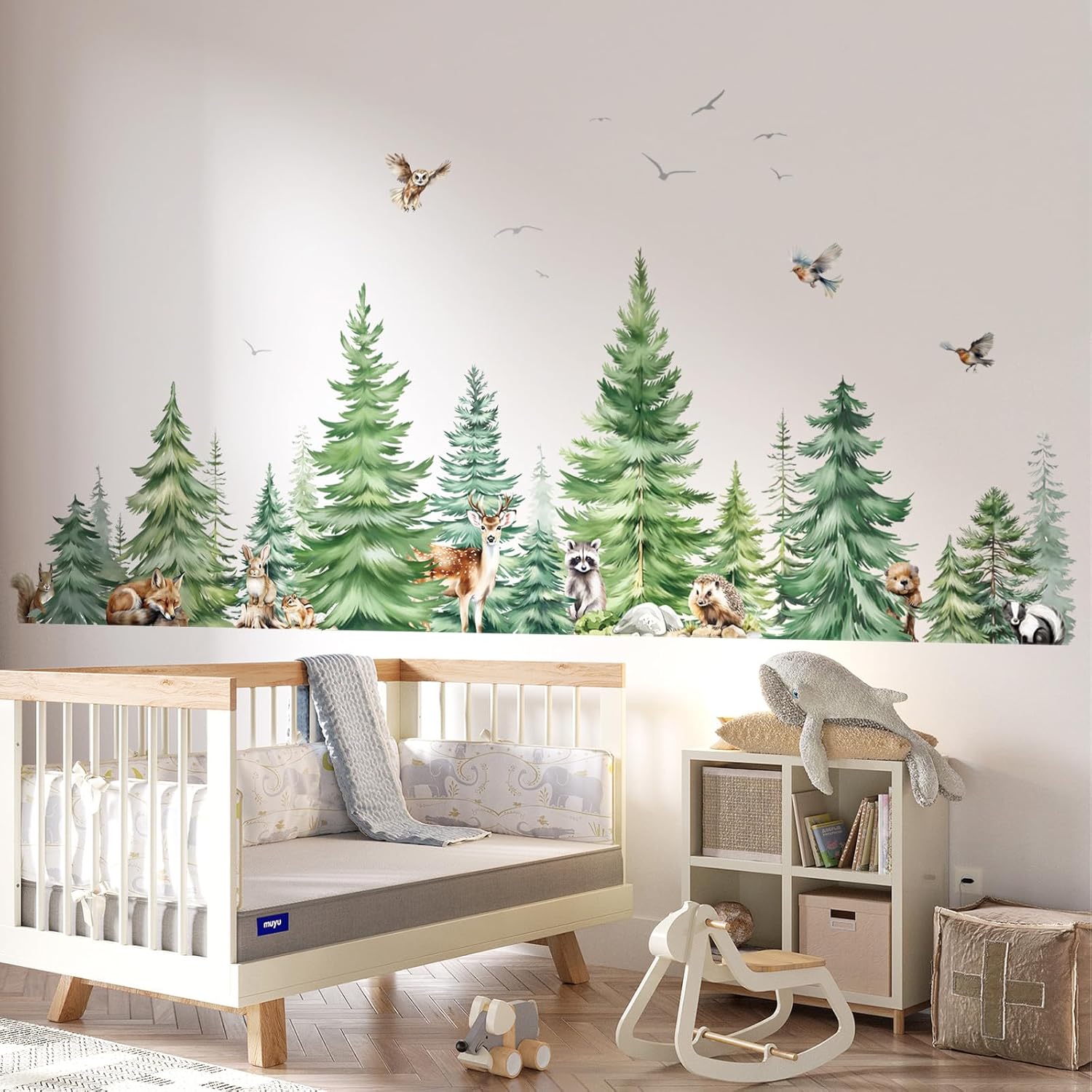 Grande aquarela pinheiro anima - Baby Nursery Tree avaliação e preço