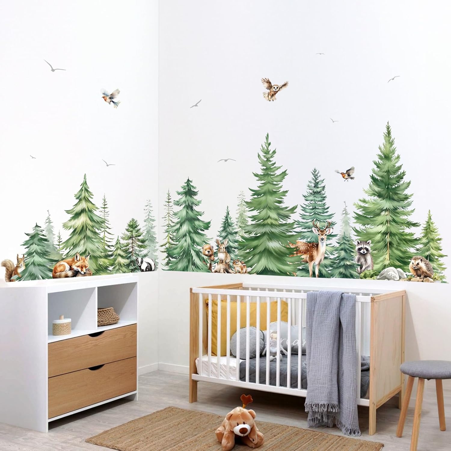 Grande aquarela pinheiro anima - Baby Nursery Tree avaliação e preço