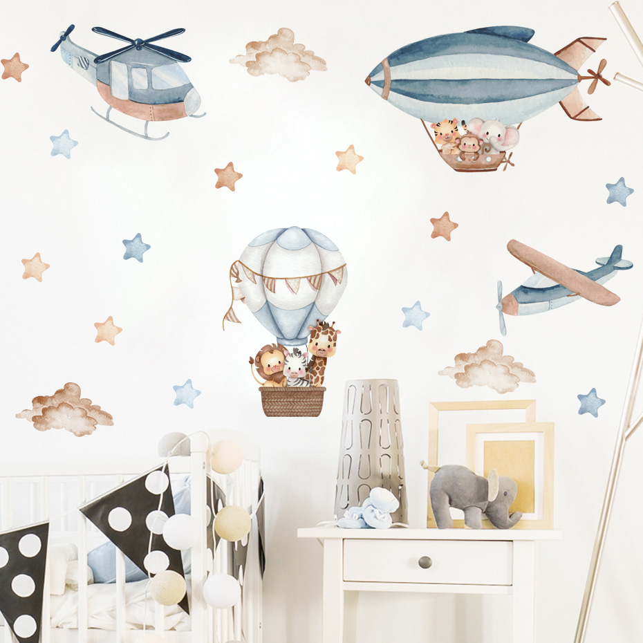 Aquarela animais balão de ar q - Baby Nursery Decals avaliação e preço