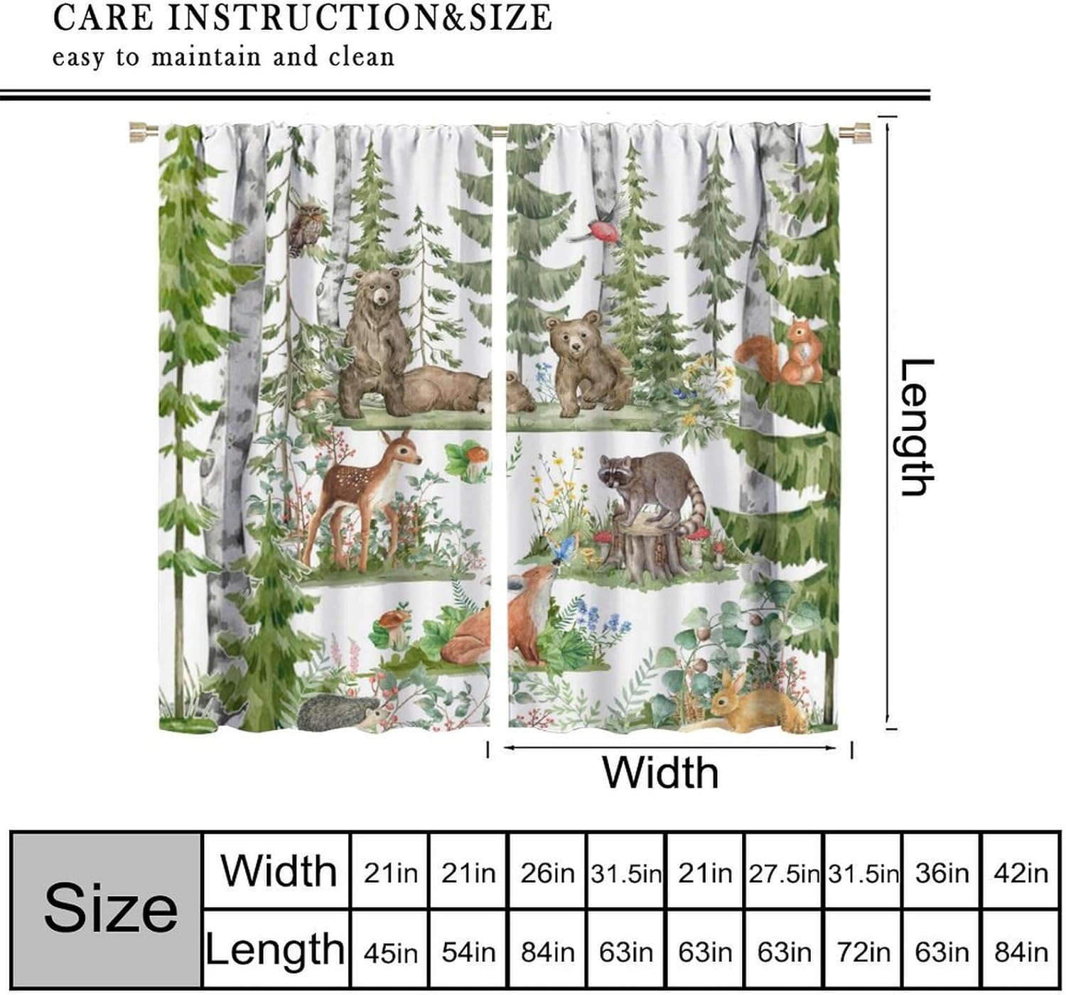 Cortinas de animais da florest - Baby Nursery Tree avaliação e preço