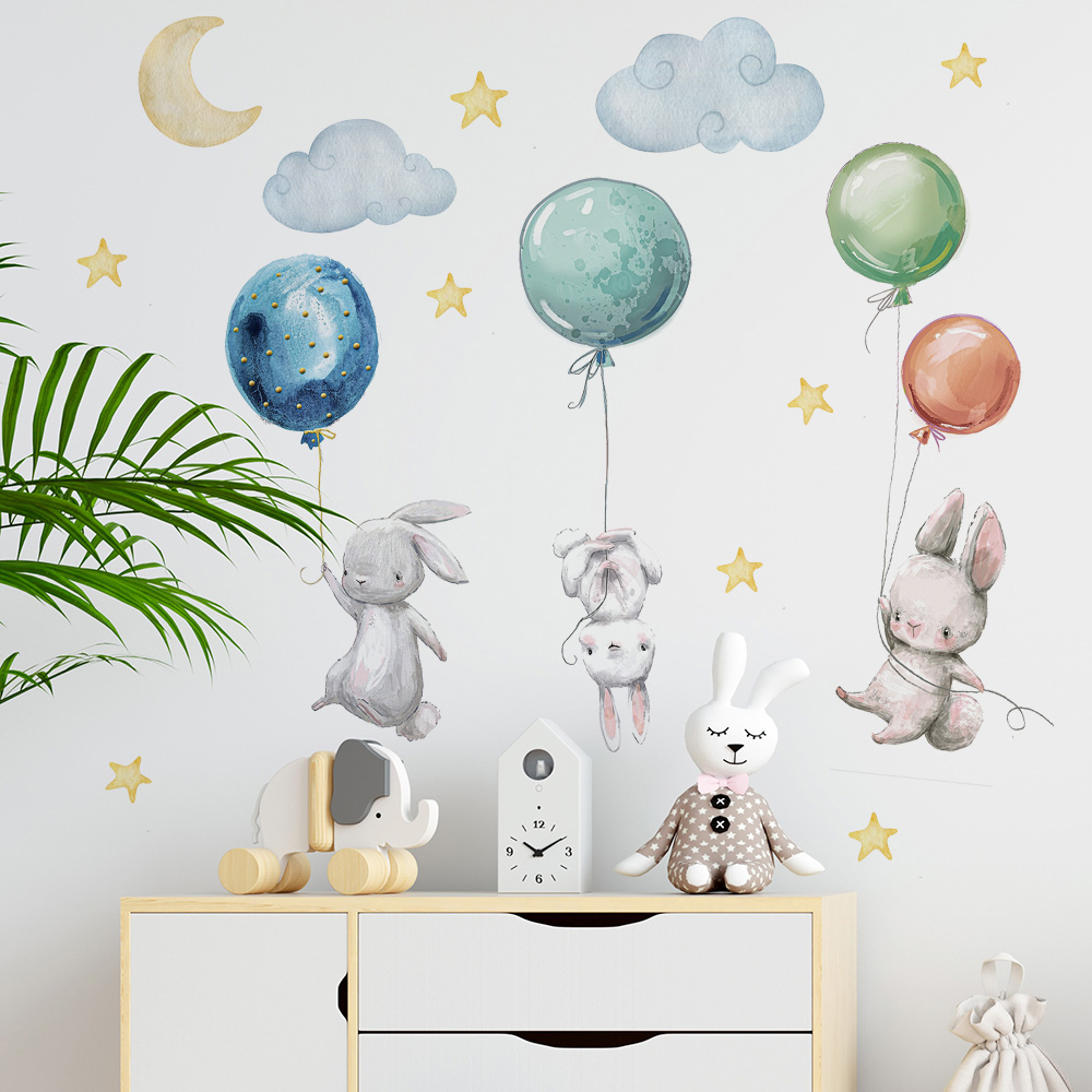 Bonito adorável coelhos voador - Baby Nursery Murals avaliação e preço