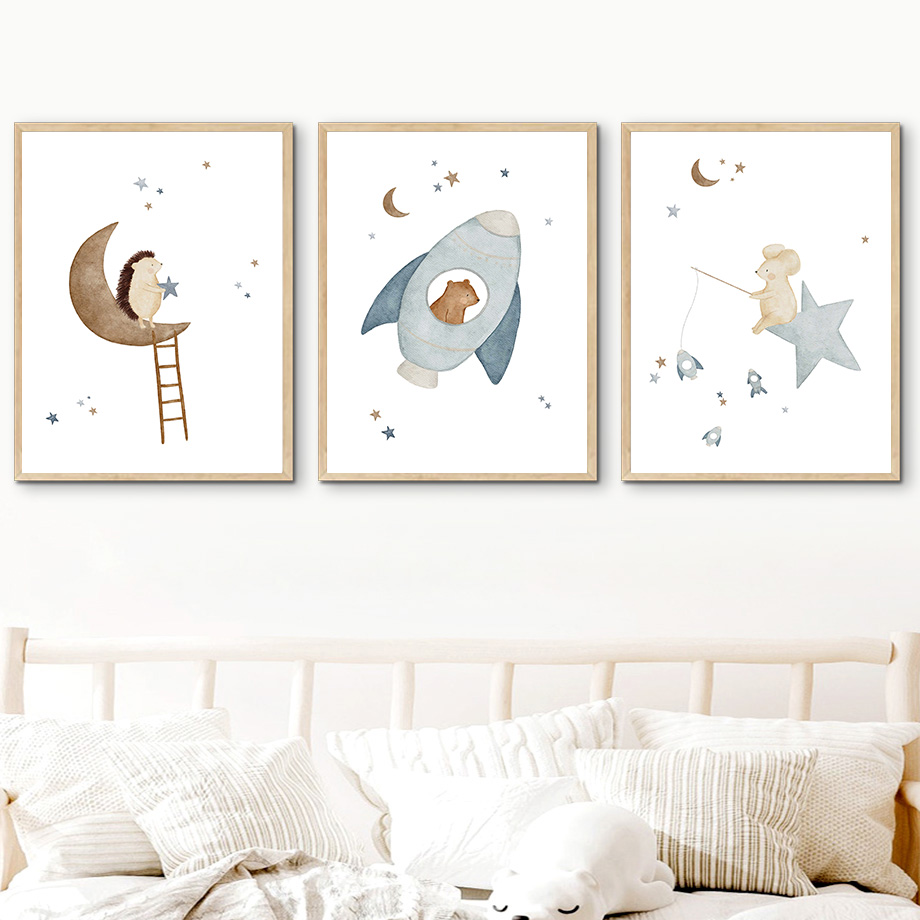 Cartoon Animals Nursery Wall A - Baby Nursery Murals avaliação e preço